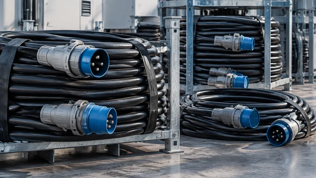 Mobile Leistungskabel mit Industriesteckern für temporäre Stromversorgung