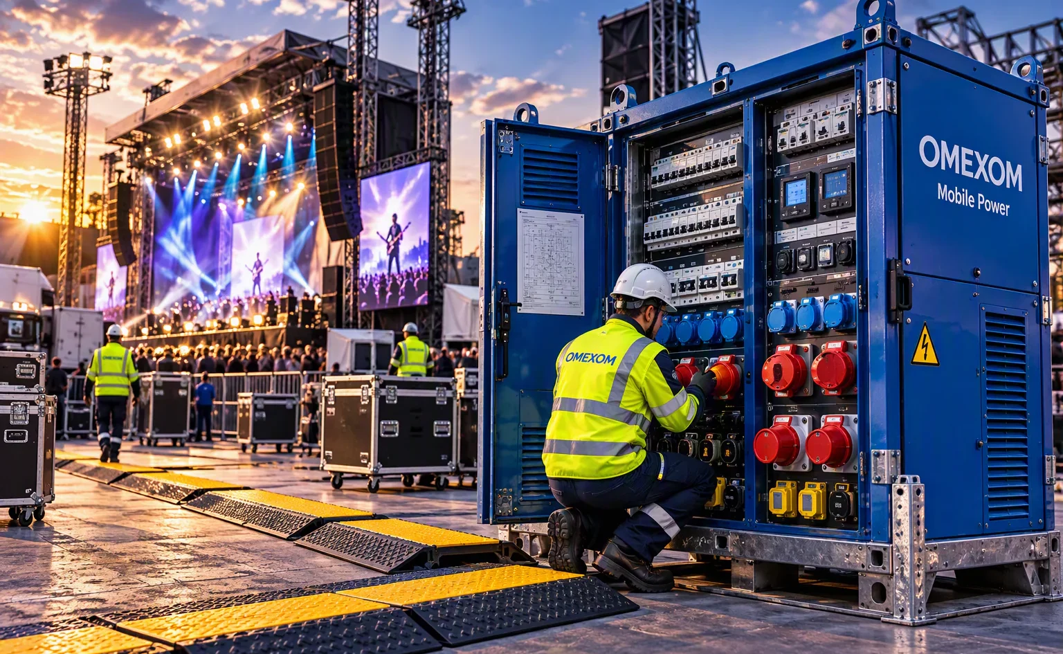 Steckdosenverteiler bei Event - Omexom Mobile Power